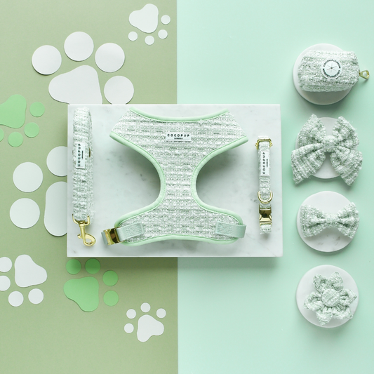 Cocopup London - Matcha Textured Tweed Collar Flower