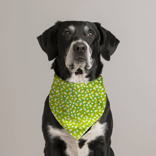 Pet Pooch Boutique - Golden Green Daisy Floral Dog Bandana (Flower) - Handmade