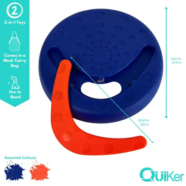 Quiker Pet Products - Blue 2-in-1 Frisbee & Boomerang