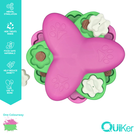 Quiker Pet Products - Flower Puzzle Toy - Dog Toy - Brain Training