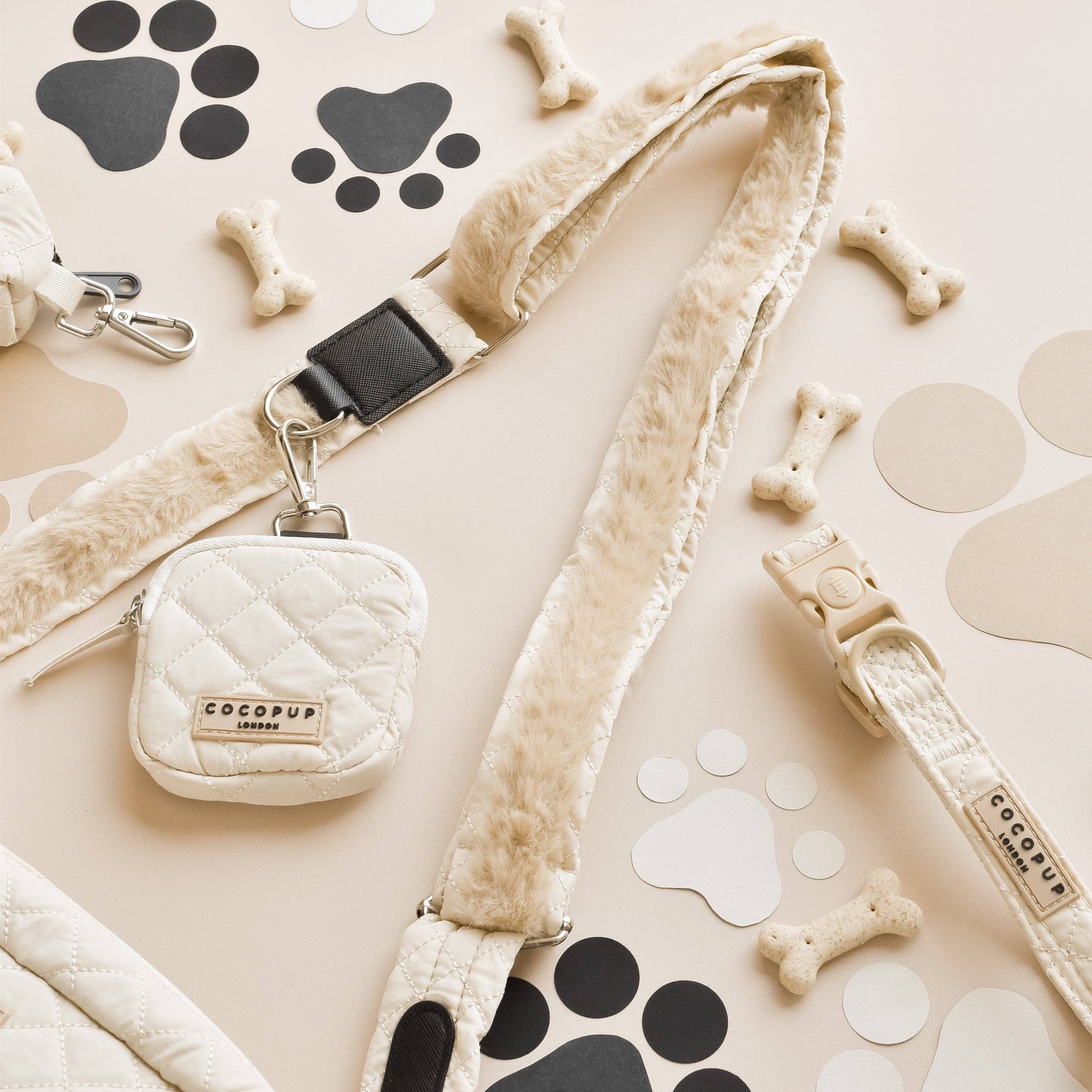 Cocopup London - Treat Pouch - Cream Quilted