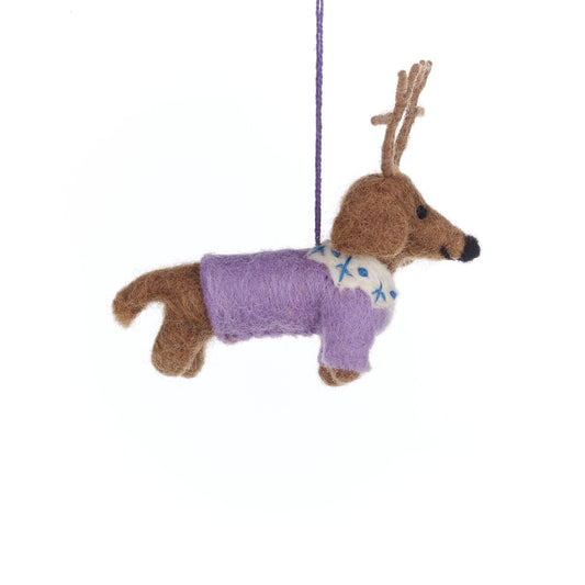Felt So Good - Handmade Felt Rudy Dachshund Dog Christmas Decoration