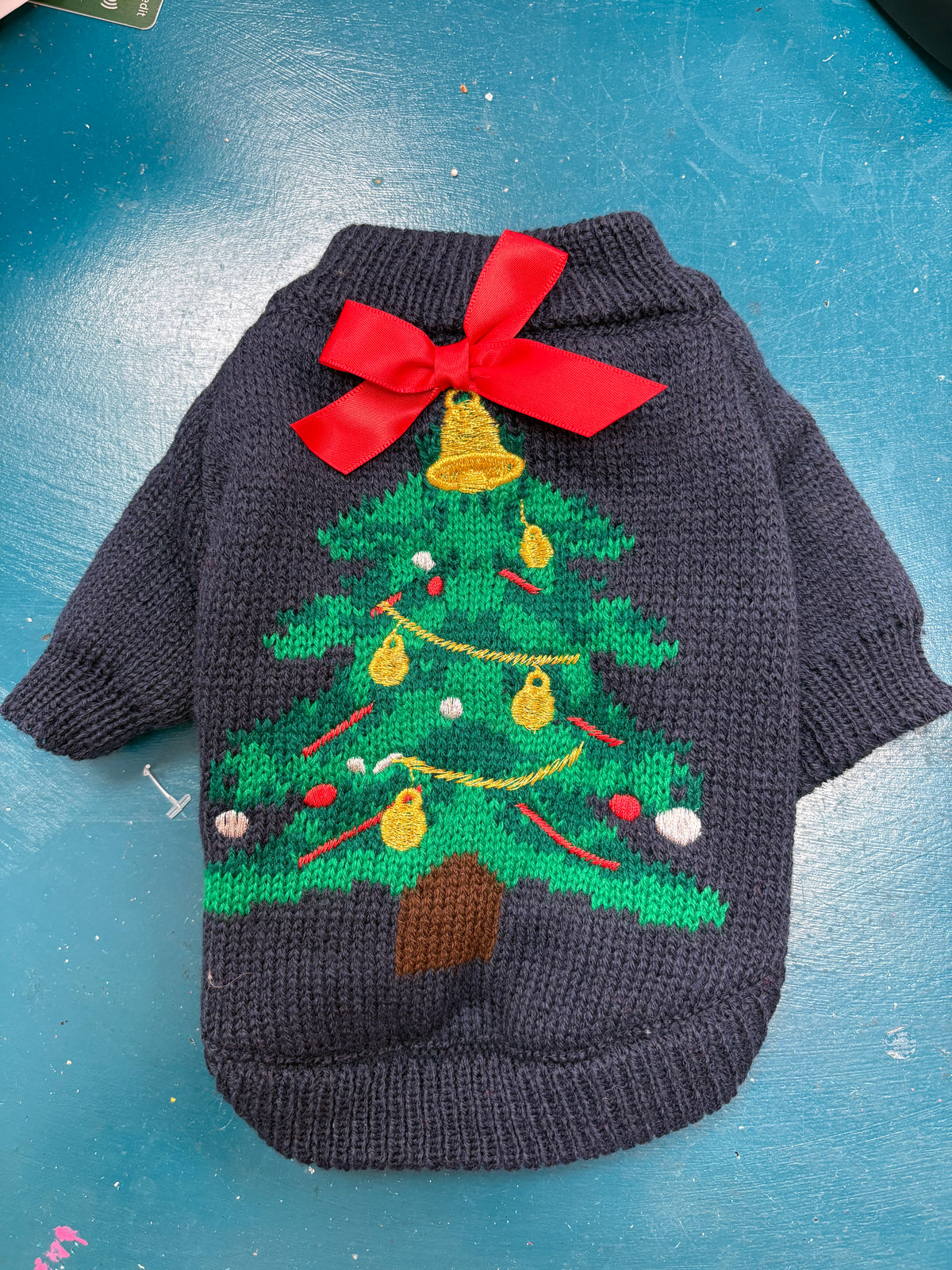 Navy jumper with Christmas Tree