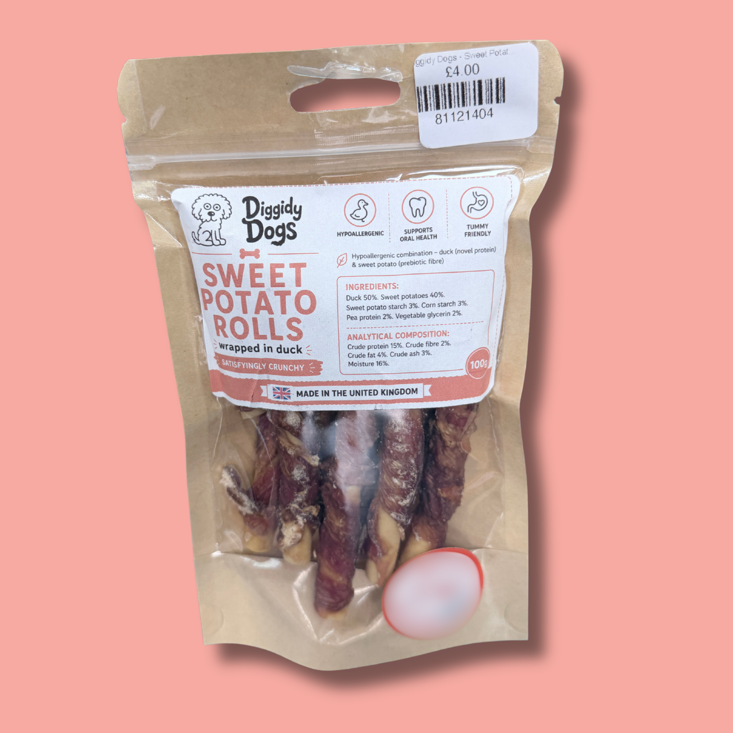 Sweet Potato & Duck Roll Treats