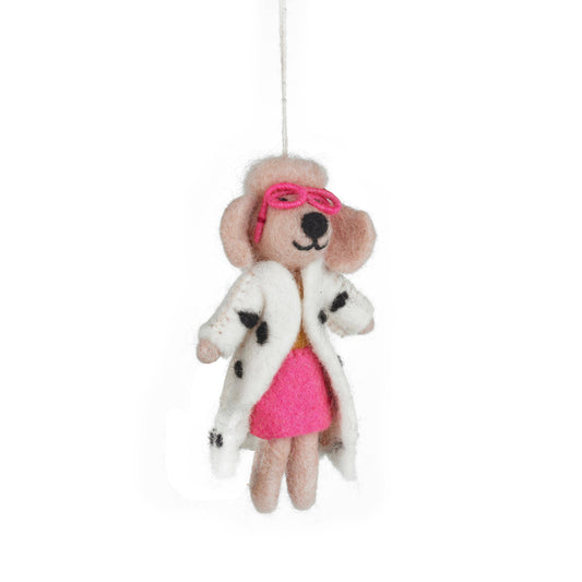 Felt So Good - Handmade Felt Dellie the Fashion Poodle Dog Decoration