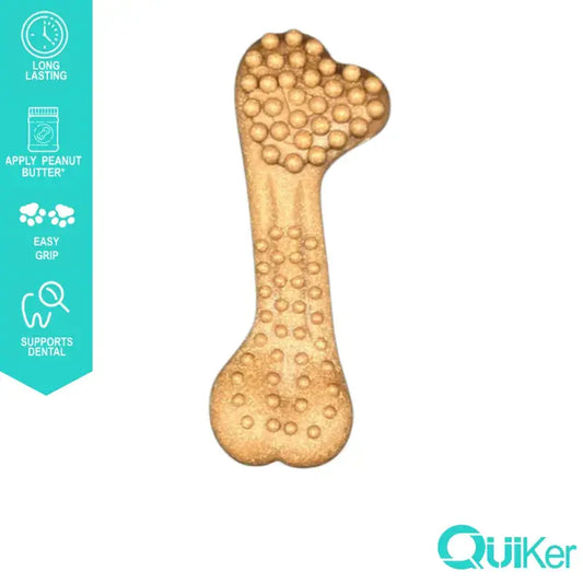 Quiker Pet Products - 17cm Bamboo & Nylon Dental Dog Chew/Toy Bone