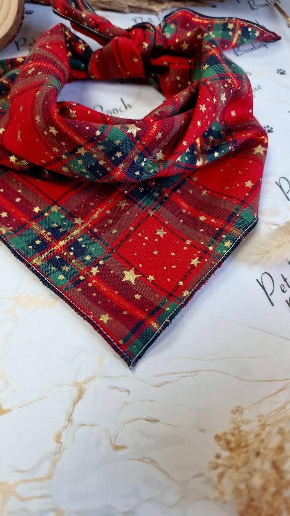 Pet Pooch Boutique - Christmas Tartan Christmas Puppy Dog Bandana