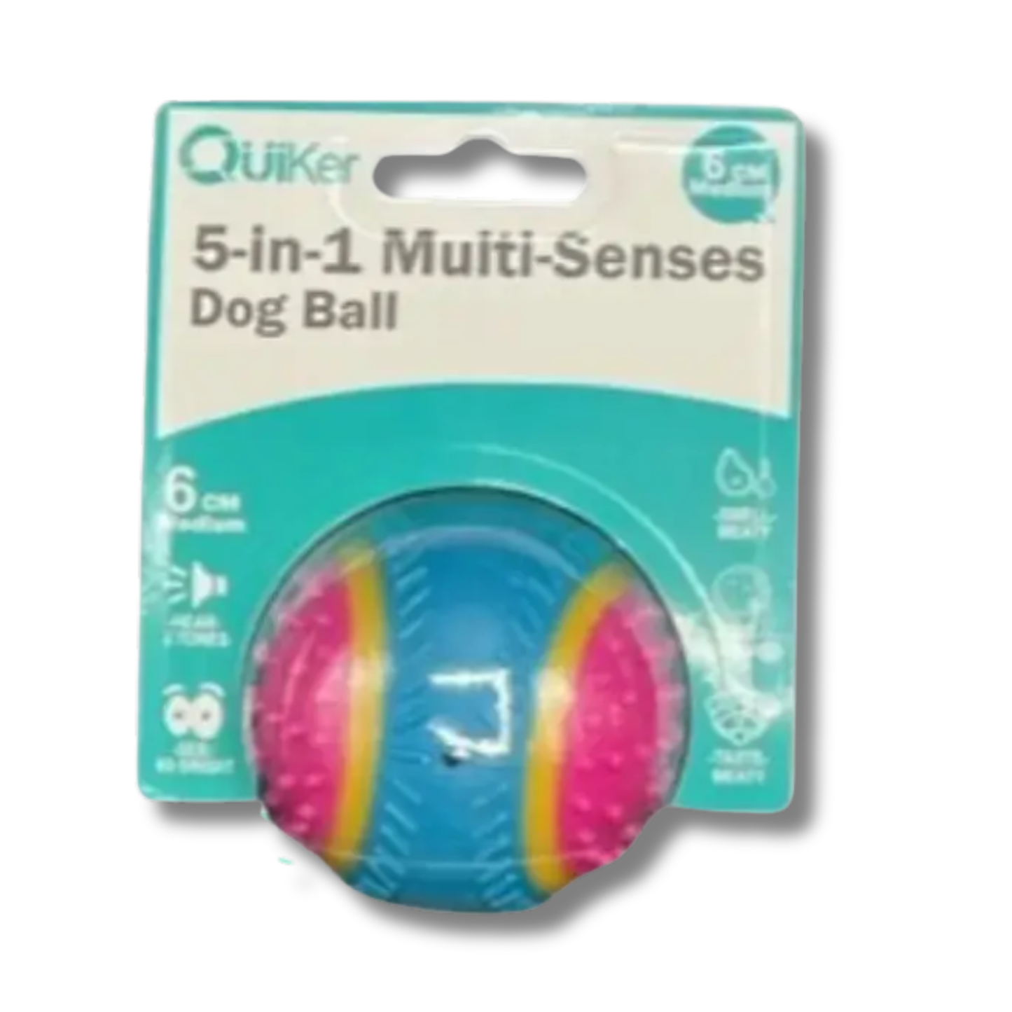 Quiker Pet Products - 5-in-1 Multi-Senses Dog Toy Ball 6cm