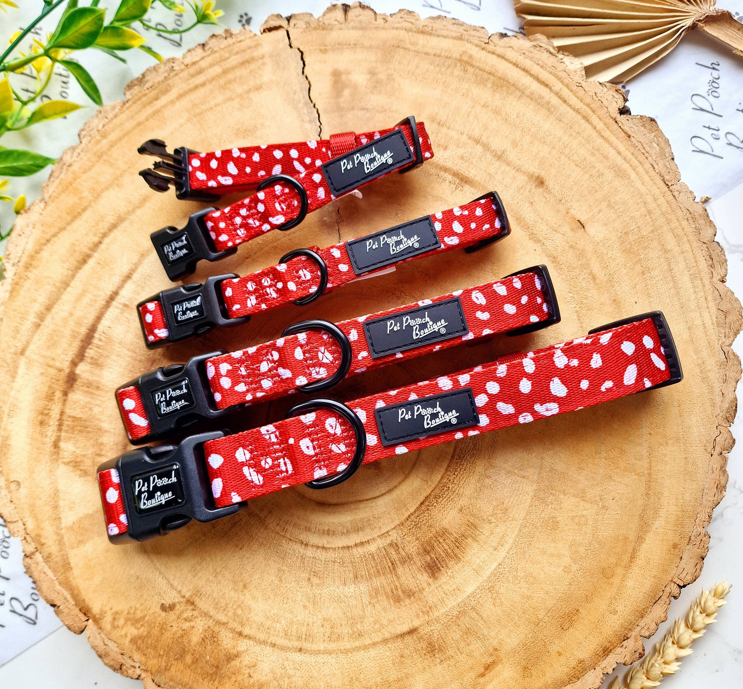 Pet Pooch Boutique - Poppy Toadstool Polkas Dog Collar