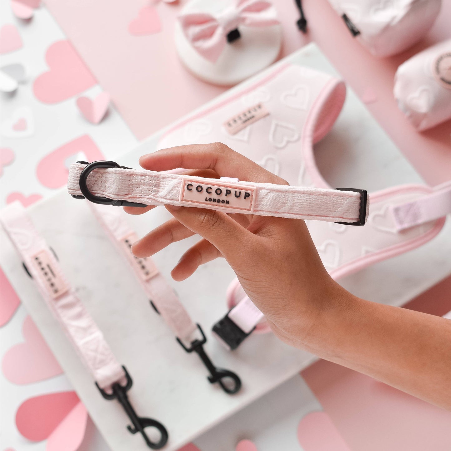 Cocopup London - Luxe Collar - Baby Pink Heart