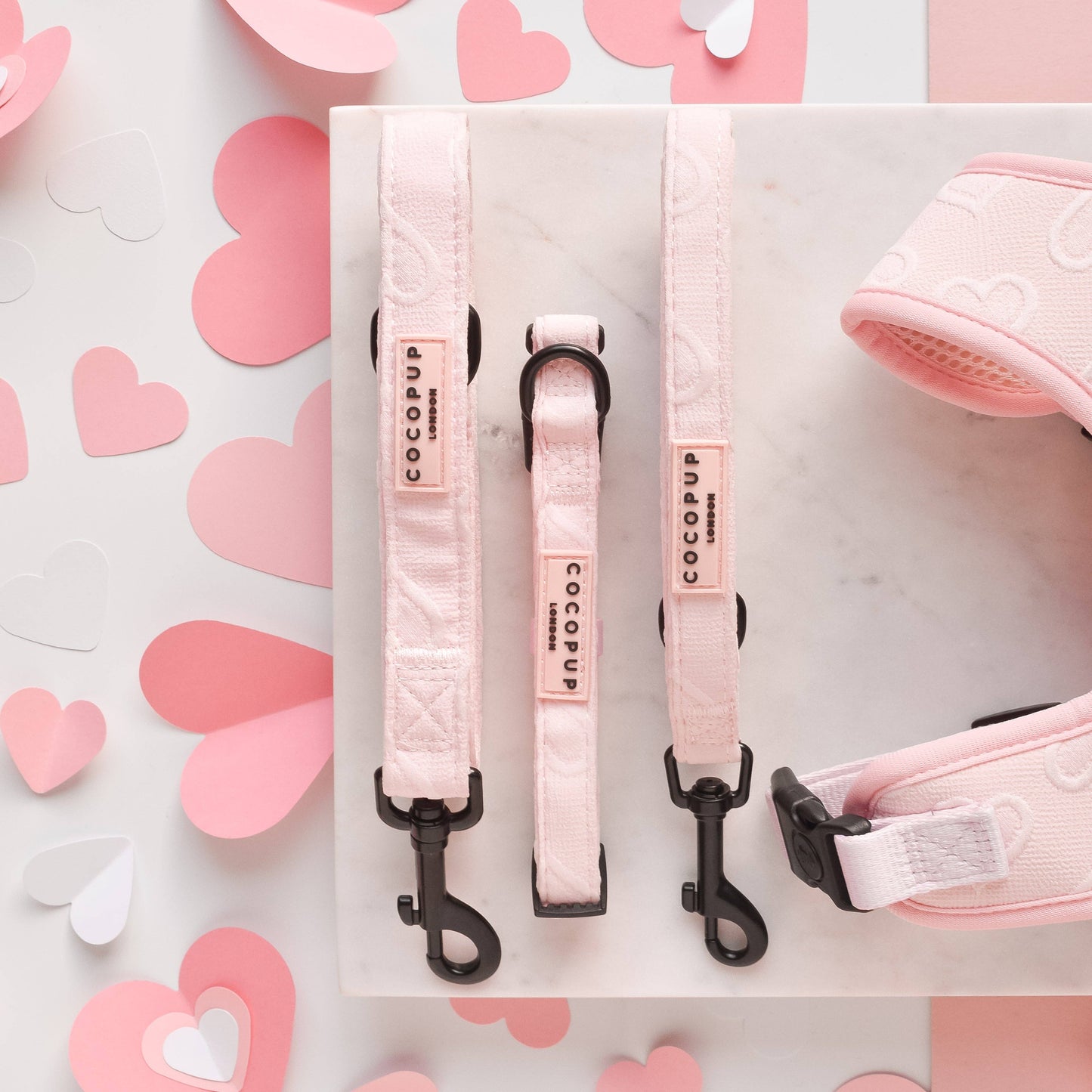 Cocopup London - Luxe Dog Leash - Baby Pink Heart