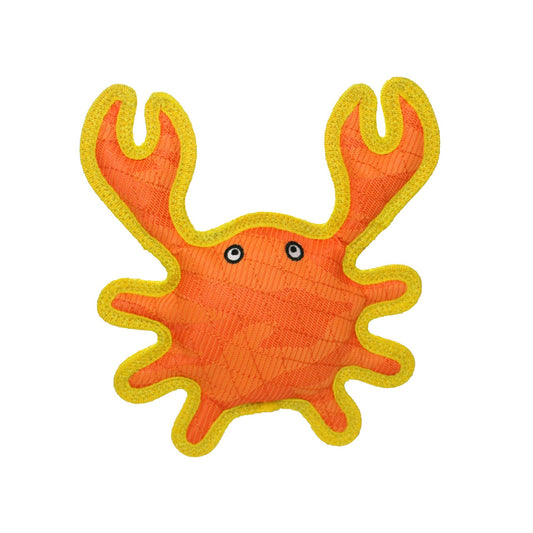 Tuffy Dog Toys - VIP Products - DuraForce Crab Tiger - Orange, Durable, Squeaky Dog Toy