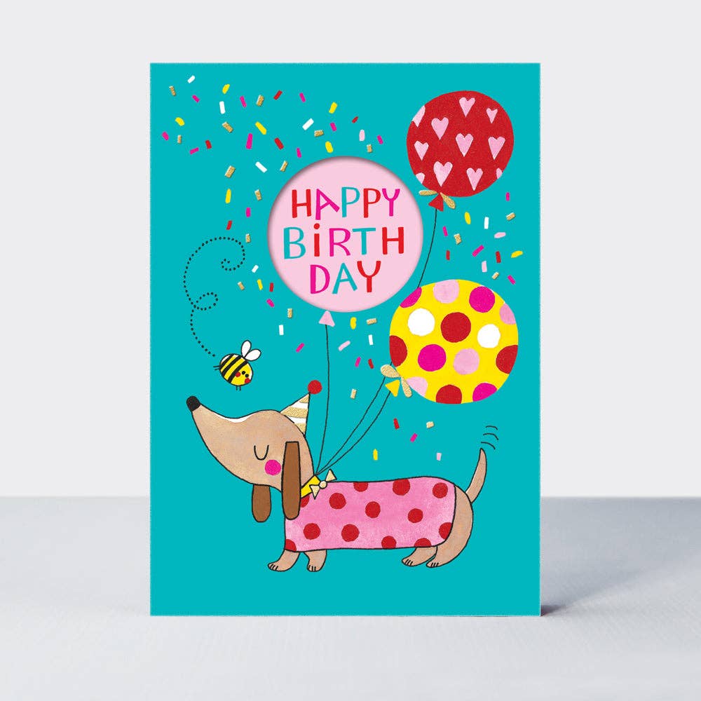 Rachel Ellen Designs - Peep - Happy Birthday Card/Dog & Balloons