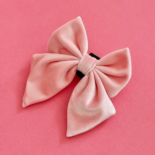 Cocopup London - Luxe Velvet Sailor Bow Tie - Baby Pink
