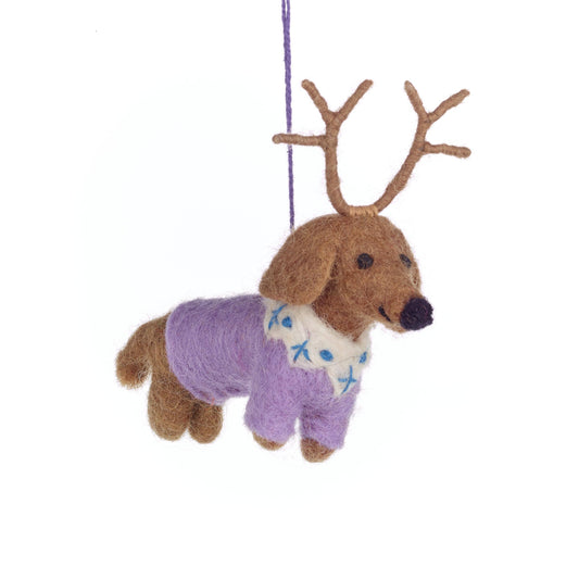 Felt So Good - Handmade Felt Rudy Dachshund Dog Christmas Decoration