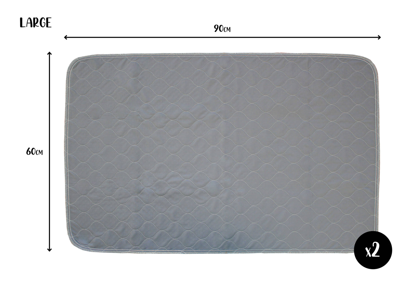 Pet Wiz - Two Pack of Reusable, Washable, Pet Pads in Grey