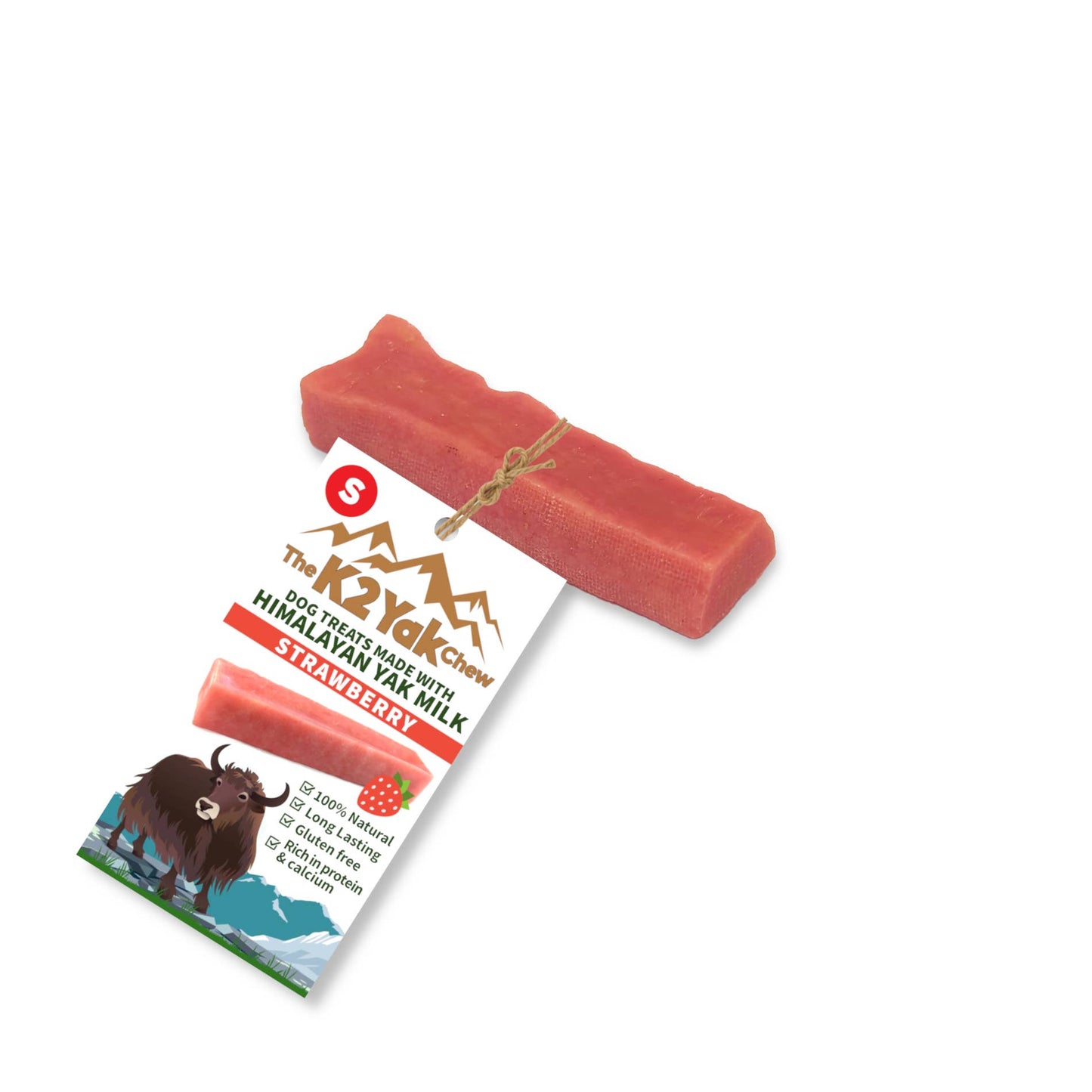 Real Pet Supplies - K2 Yak Chews 100% Natural Dog Treats Strawberry Small