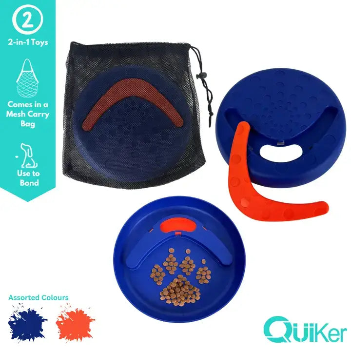 Quiker Pet Products - Blue 2-in-1 Frisbee & Boomerang