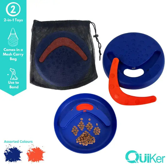 Quiker Pet Products - Blue 2-in-1 Frisbee & Boomerang