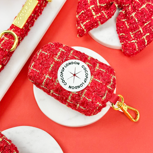 Cocopup London - Red Textured Tweed Poop Bag Holder