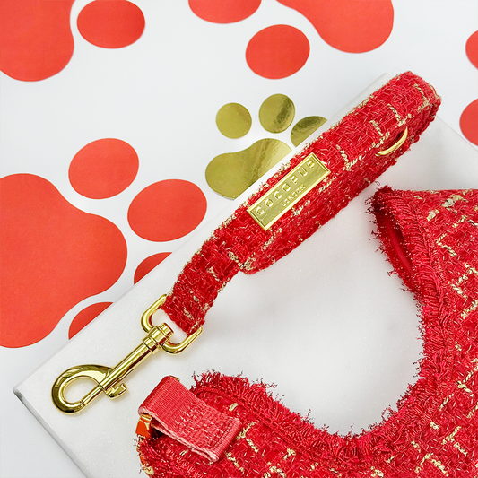 Cocopup London - Red Textured Tweed Lead