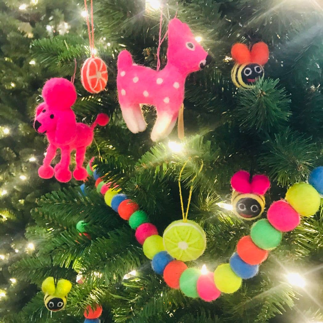 Felt So Good - Handmade Biodegradable Felt Hanging Perez the Poodle Dog Dec