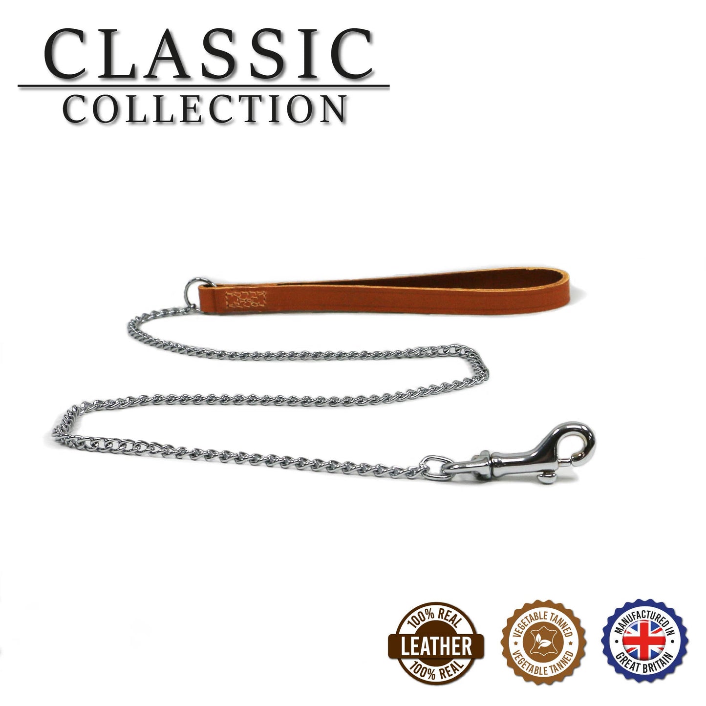 Ancol Pet Products Ltd - Heritage  Collection Leather & Chain Lead TAN