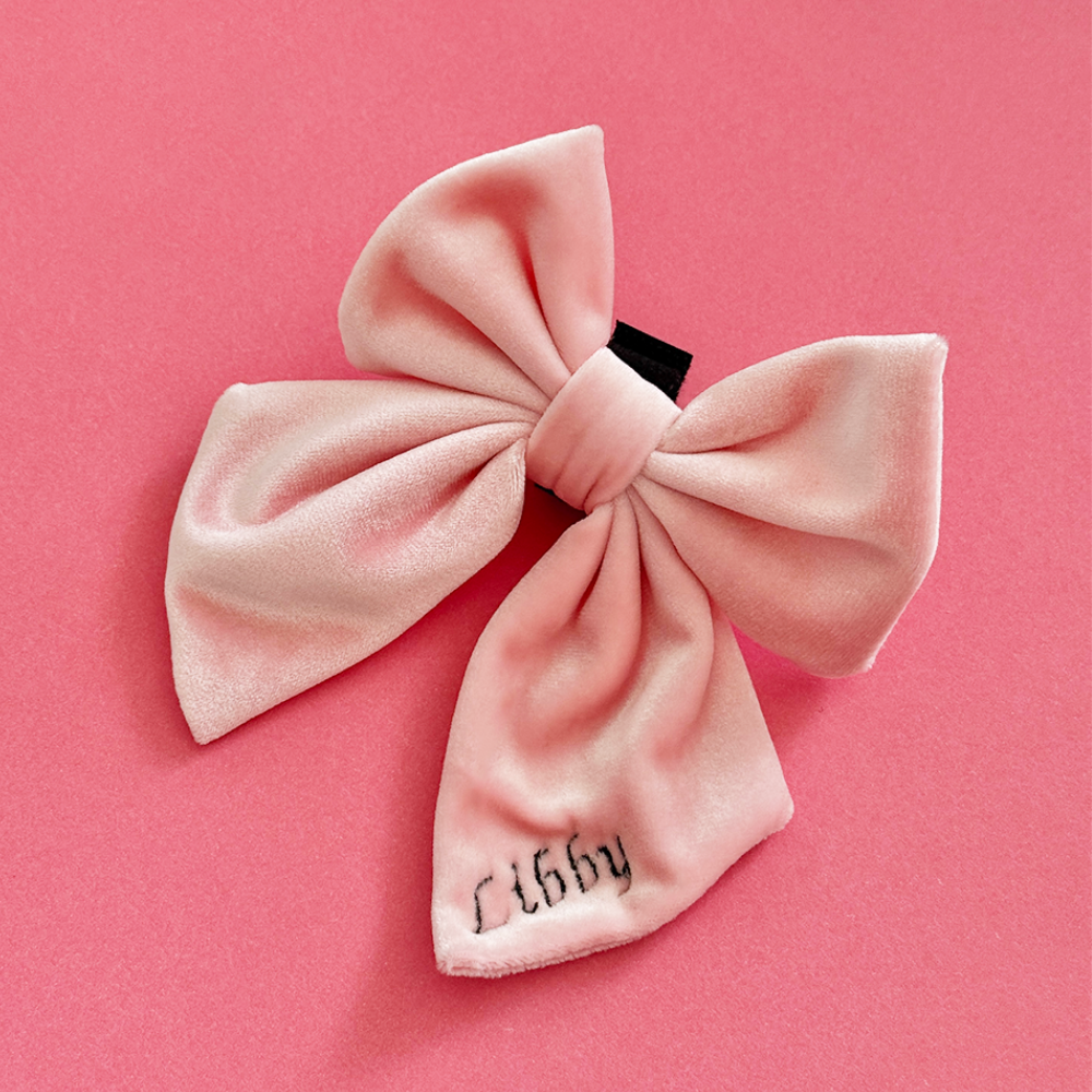 Cocopup London - Luxe Velvet Sailor Bow Tie - Baby Pink