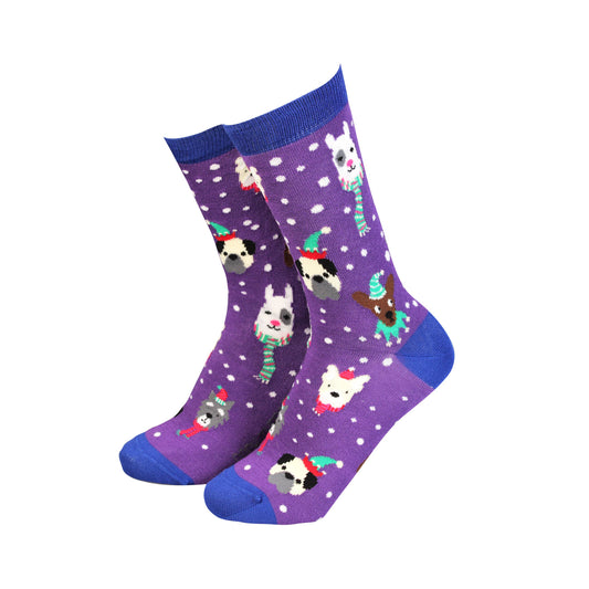 Dogs In Hats - Women's Cute Novelty Bamboo Socks