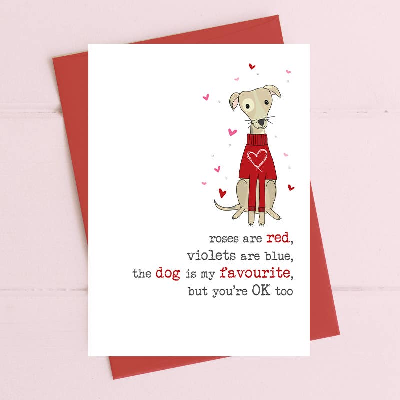 Dandelion Stationery - Roses are Red..  I Like The Dog Best - Greetings Card