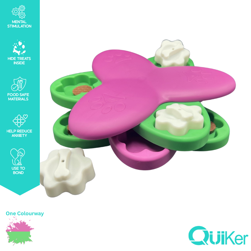 Quiker Pet Products - Flower Puzzle Toy - Dog Toy - Brain Training