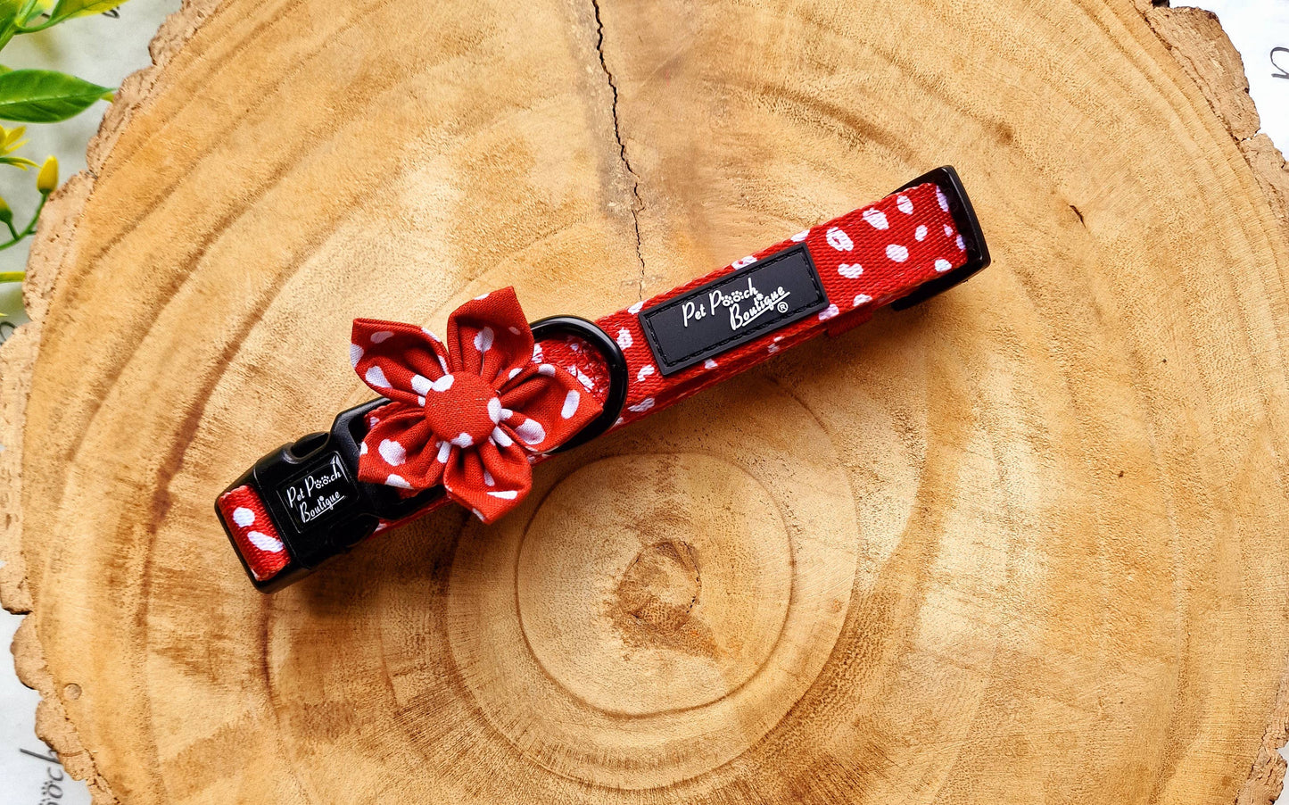 Pet Pooch Boutique - Poppy Toadstool Polkas Dog Collar