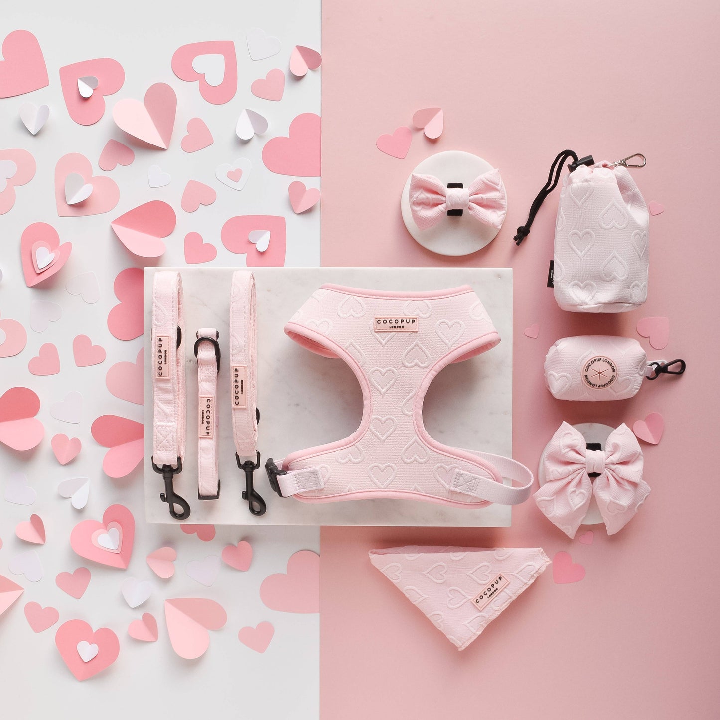 Cocopup London - Luxe Bandana - Baby Pink Heart