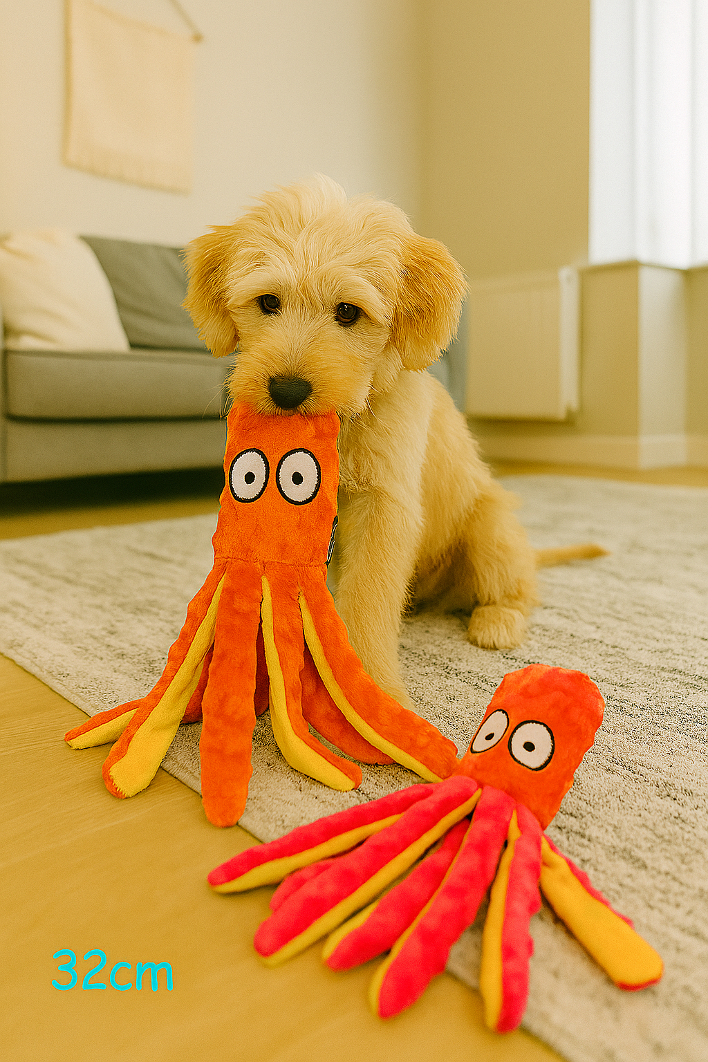 Quiker Pet Products - 32cm- No Stuffing Squeak & Crinkle OctoPals