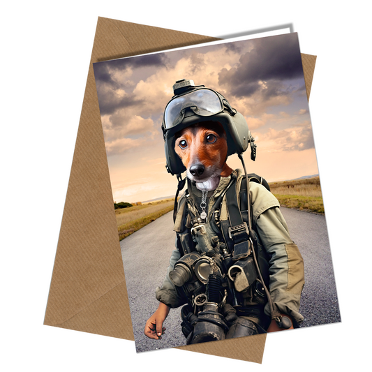#168i Dog Jack Russell Pilot Birthday Card
