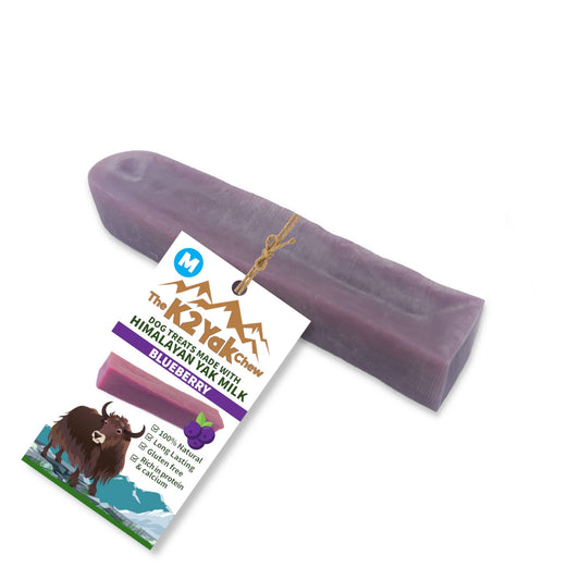 Real Pet Supplies - K2 Yak Chews 100% Natural Dog Treats Blueberry Medium