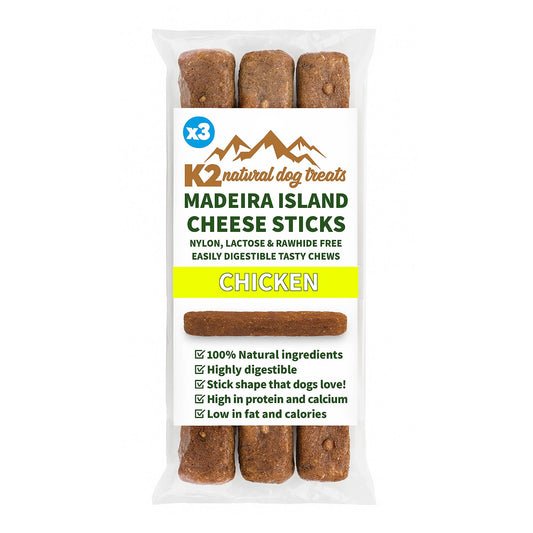 Real Pet Supplies - K2 Dog Treats Madeira Island Cheese Sticks Chicken 3Pk