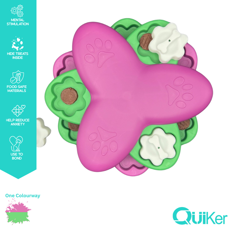 Quiker Pet Products - Flower Puzzle Toy - Dog Toy - Brain Training