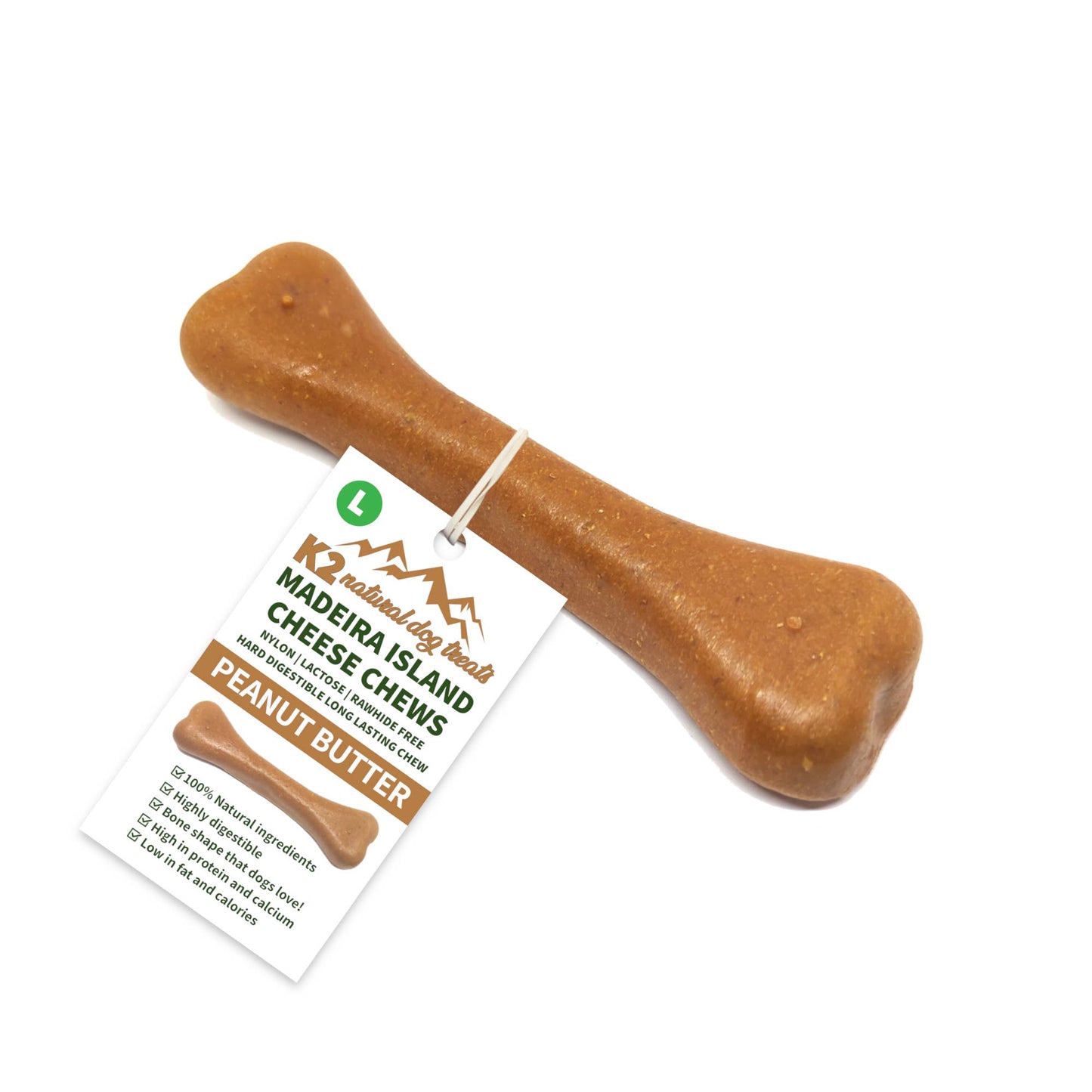 Real Pet Supplies - K2 Madeira Island Cheese Chews Peanut Butter Large 83g