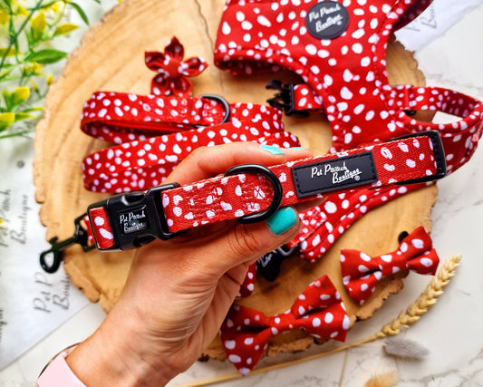Pet Pooch Boutique - Poppy Toadstool Polkas Dog Collar