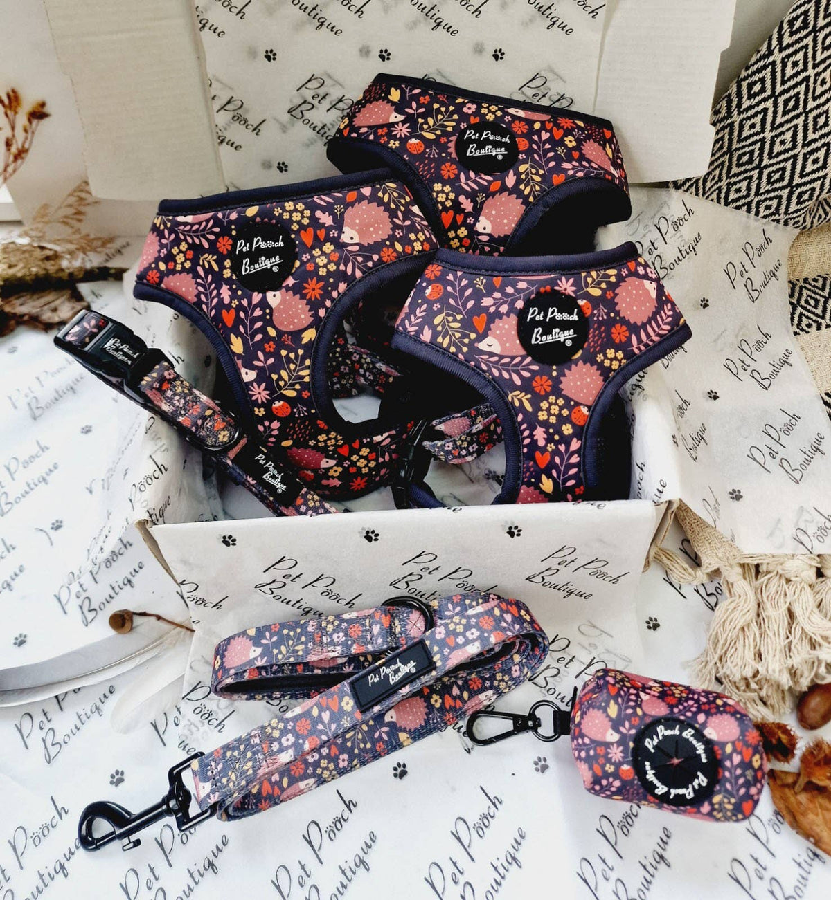 Pet Pooch Boutique - Woodland Hedgehog Dog Lead (autumn/animals)