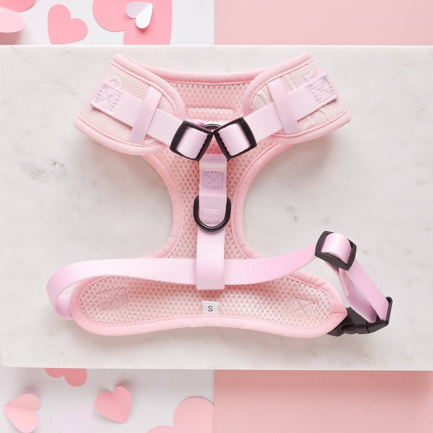 Cocopup London - Luxe Adjustable Neck Harness - Baby Pink Heart