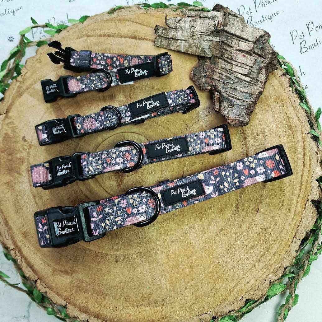 Pet Pooch Boutique - Woodland Hedgehog Dog Collar - Size XS-L (autumn/animals)