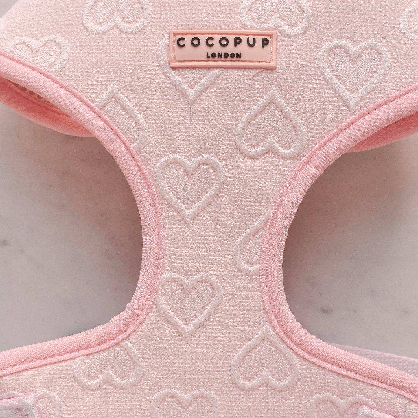 Cocopup London - Luxe Adjustable Neck Harness - Baby Pink Heart