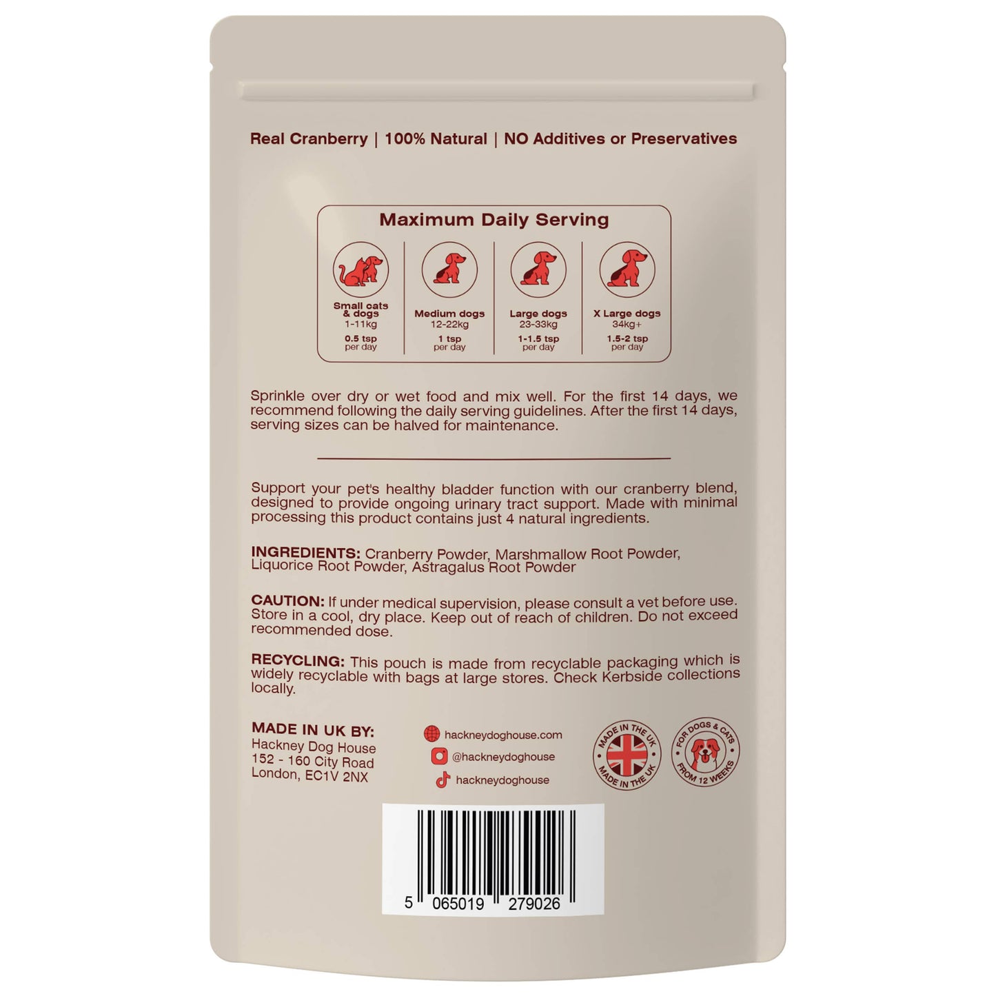 Urinary Cranberry for Dogs | 40 Servings | (RRP: £16.95)