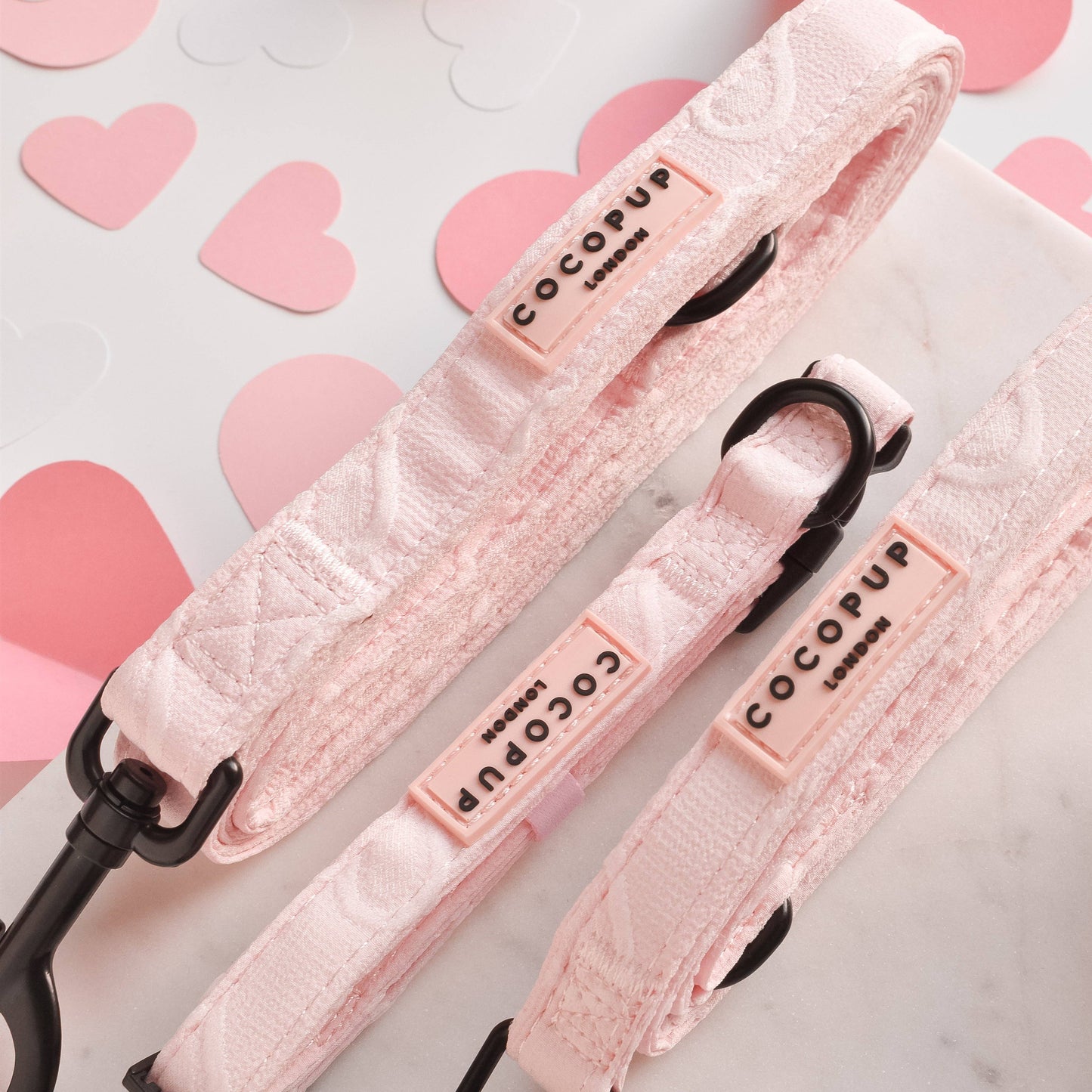 Cocopup London - Luxe Dog Leash - Baby Pink Heart