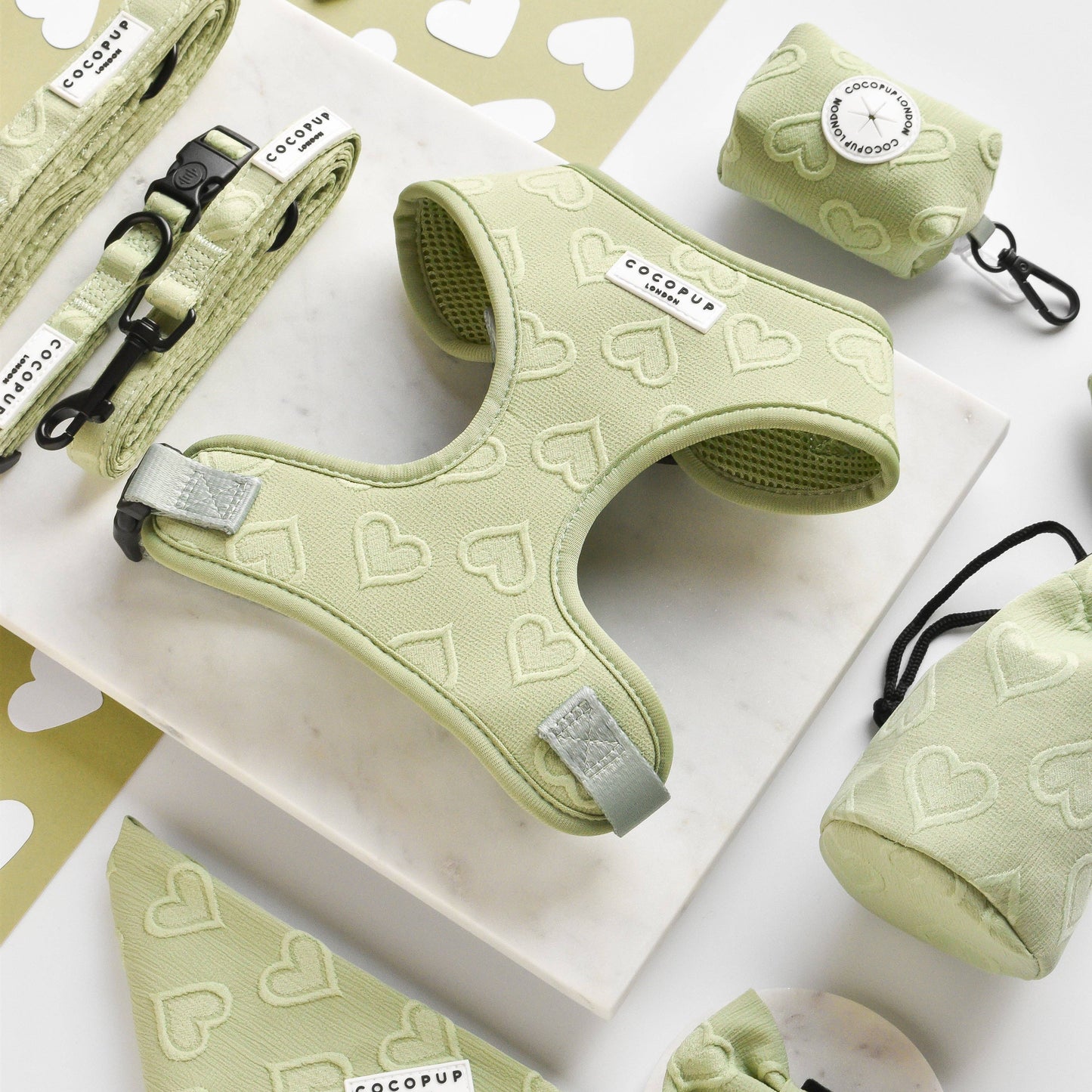 Cocopup London - Luxe Adjustable Neck Harness - Sage Heart
