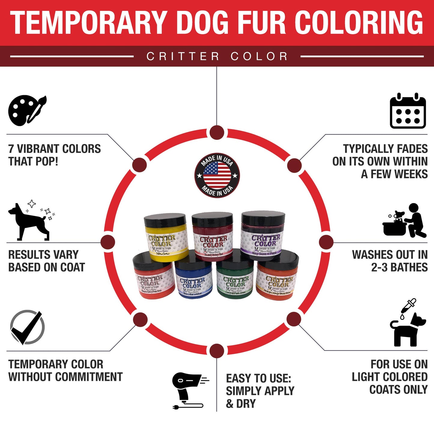 Critter Color - Temporary Fur Coloring - 7 Color Options