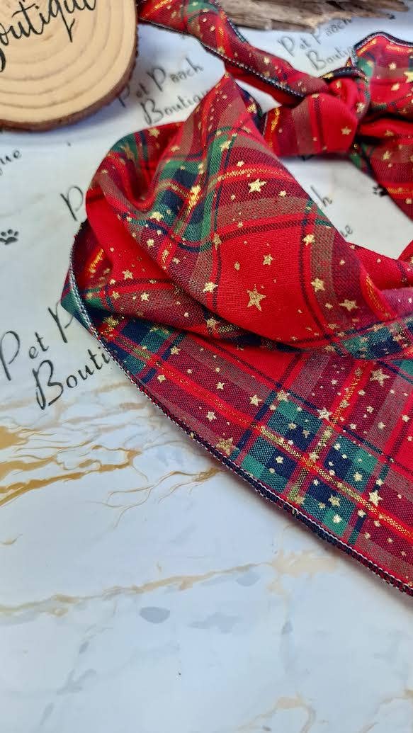 Pet Pooch Boutique - Christmas Tartan Christmas Puppy Dog Bandana