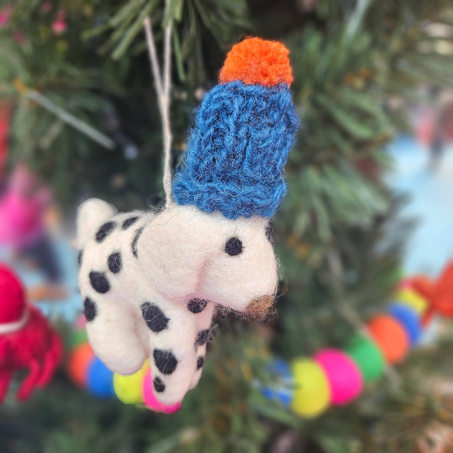 Felt So Good - Handmade Needle Felt Dotty the Dog Hanging Decoration